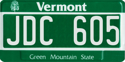 VT license plate JDC605