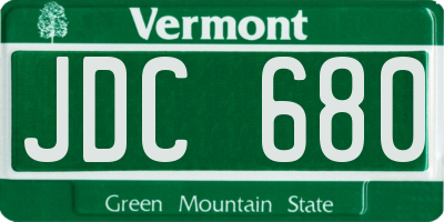 VT license plate JDC680