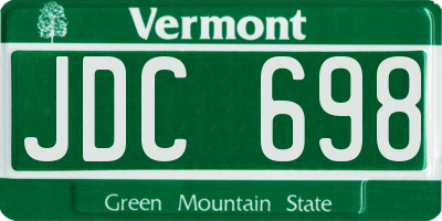 VT license plate JDC698