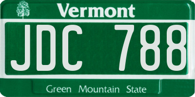 VT license plate JDC788