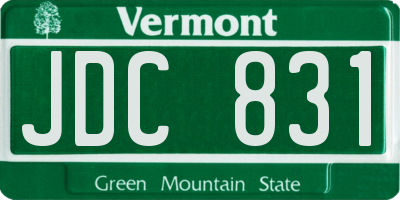 VT license plate JDC831
