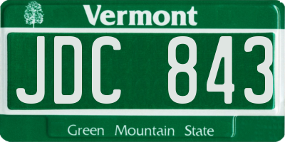 VT license plate JDC843