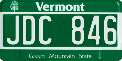 VT license plate JDC846