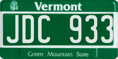 VT license plate JDC933