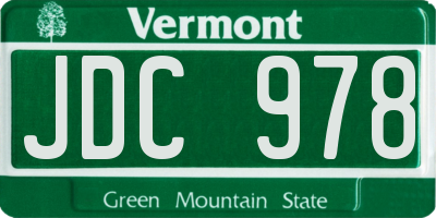 VT license plate JDC978