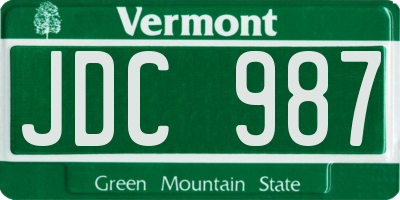VT license plate JDC987