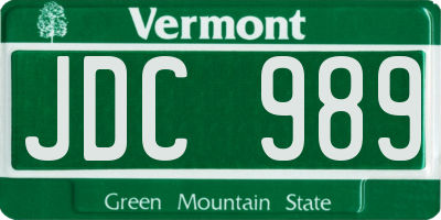 VT license plate JDC989