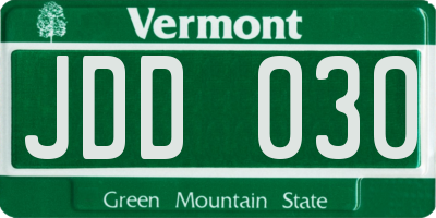 VT license plate JDD030