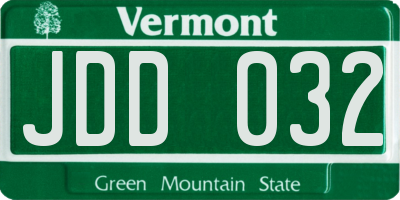VT license plate JDD032