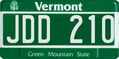 VT license plate JDD210