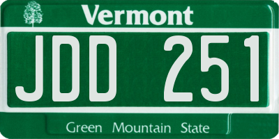 VT license plate JDD251