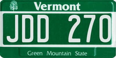 VT license plate JDD270