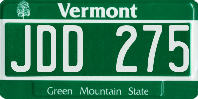 VT license plate JDD275