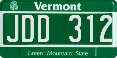 VT license plate JDD312