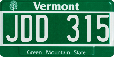 VT license plate JDD315