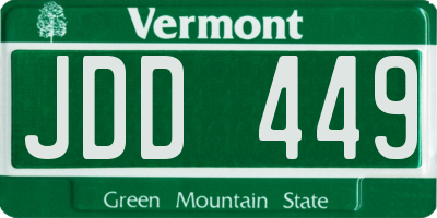 VT license plate JDD449