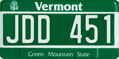 VT license plate JDD451