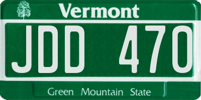 VT license plate JDD470