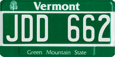VT license plate JDD662