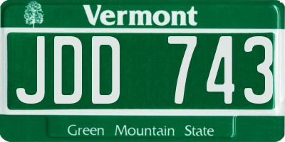 VT license plate JDD743