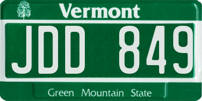 VT license plate JDD849