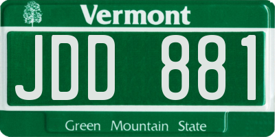 VT license plate JDD881