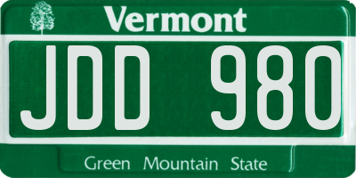 VT license plate JDD980