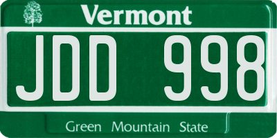 VT license plate JDD998