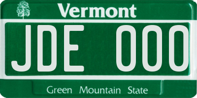 VT license plate JDE000