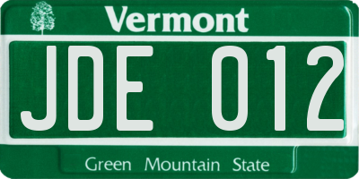 VT license plate JDE012