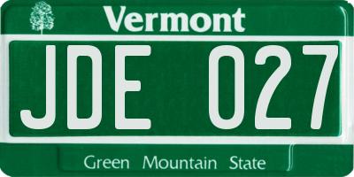 VT license plate JDE027