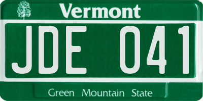 VT license plate JDE041