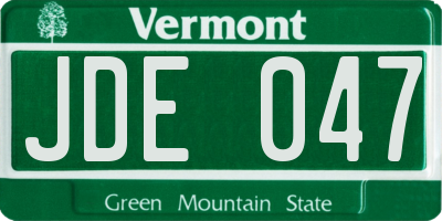 VT license plate JDE047