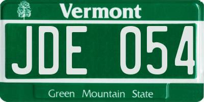 VT license plate JDE054