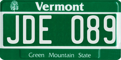 VT license plate JDE089