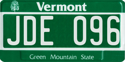 VT license plate JDE096