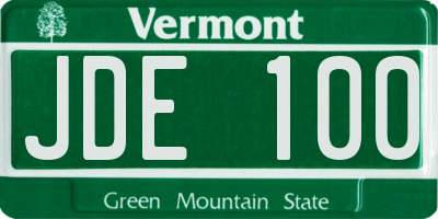 VT license plate JDE100