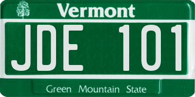 VT license plate JDE101