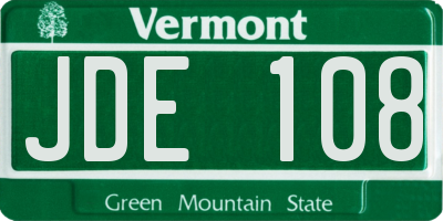 VT license plate JDE108