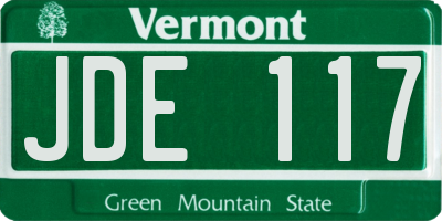 VT license plate JDE117