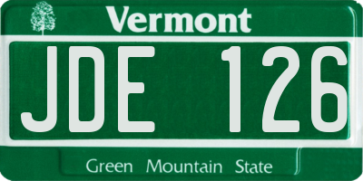 VT license plate JDE126