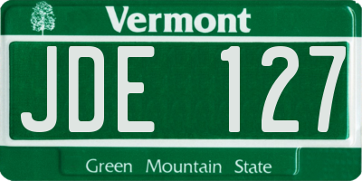 VT license plate JDE127