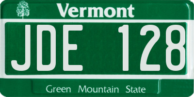 VT license plate JDE128