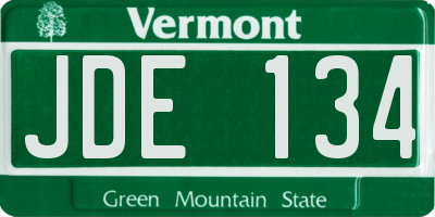 VT license plate JDE134