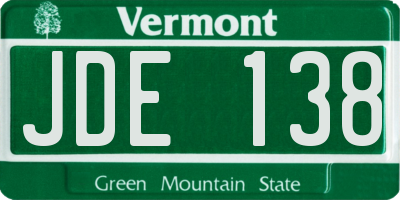 VT license plate JDE138