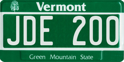 VT license plate JDE200
