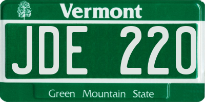 VT license plate JDE220