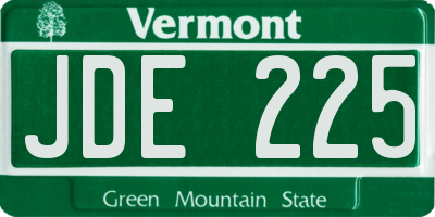 VT license plate JDE225
