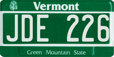 VT license plate JDE226