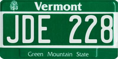VT license plate JDE228